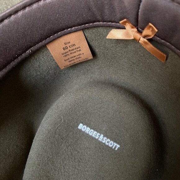 Custom Hand Burned Borges & Scott 100% Wool Hat Warm Olive Green - Picture 7 of 7